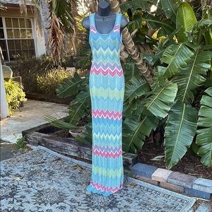 zigzag, striped crochet maxi dress